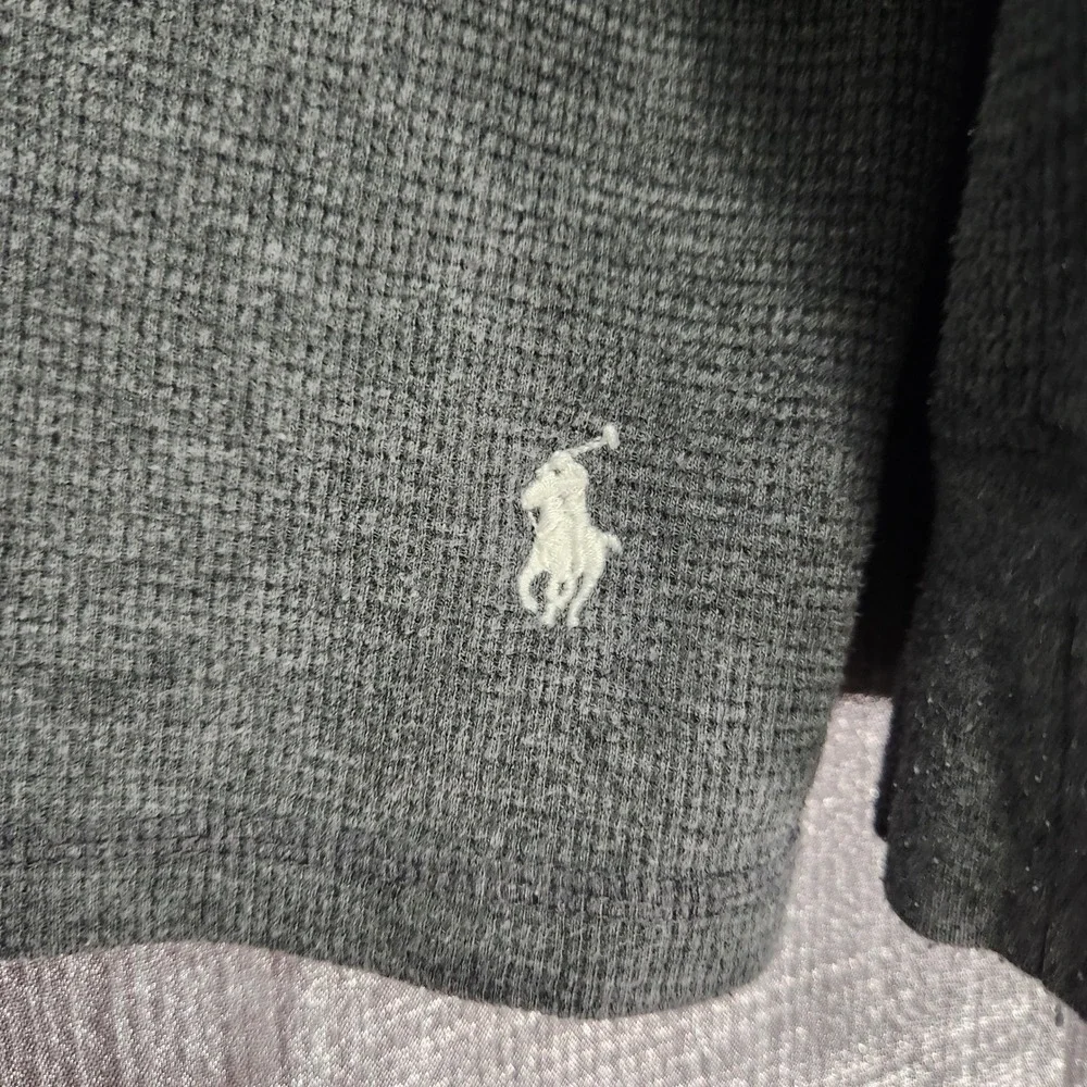Polo Ralph Lauren Men 2XL Gray Waffle Knit Thermal Sleepwear Shirt Pony Pullover